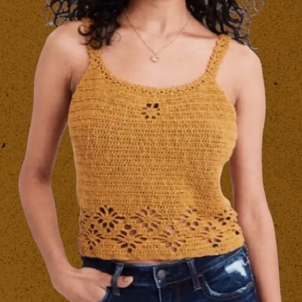 American Eagle Outfitters Mustard Crochet Camisole